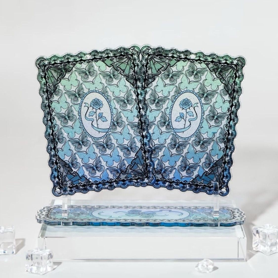 Butterfly & Roses Double-Frame Display Stand