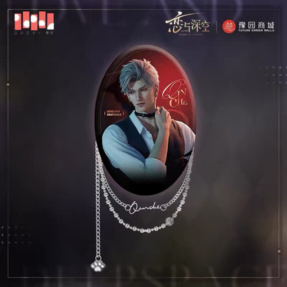 Love and Deepspace: Yuyuan Garden Collaboration Meow's Time Series Oval Chain Metal Pin Badge