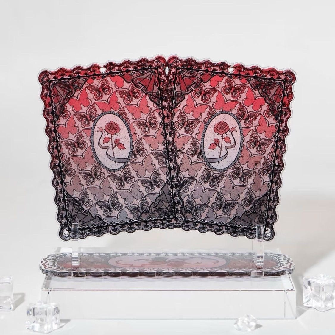 Butterfly & Roses Double-Frame Display Stand