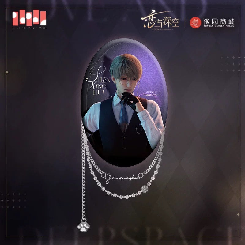 Love and Deepspace: Yuyuan Garden Collaboration Meow's Time Series Oval Chain Metal Pin Badge