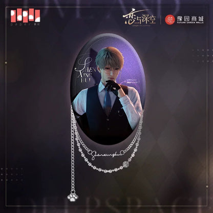 Love and Deepspace: Yuyuan Garden Collaboration Meow's Time Series Oval Chain Metal Pin Badge