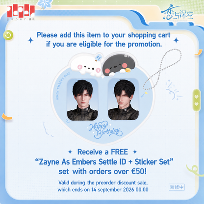 FREE ''Zayne As Embers Settle ID + Sticker Set'' card set only for orders over €50