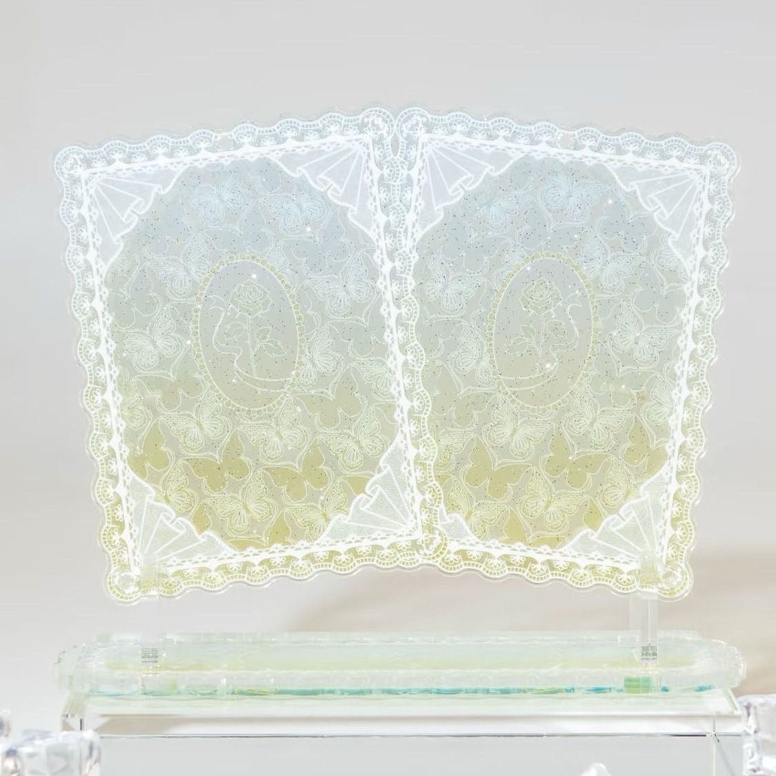 Butterfly & Roses Double-Frame Display Stand